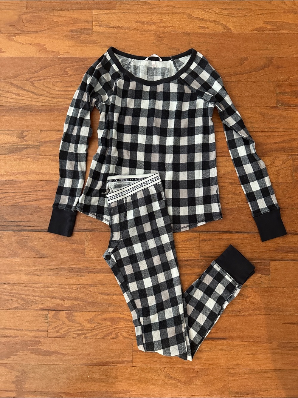 Victoria's Secret Black and White Buffalo Plaid Pajama Set